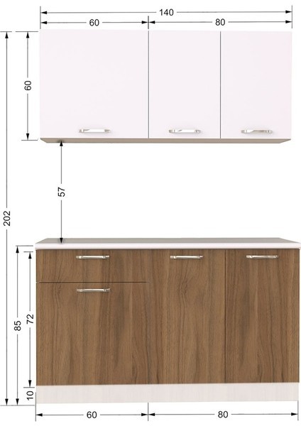 Tdesıgno Imge Mutfak 140 cm – Tezgah Dahil modelleri