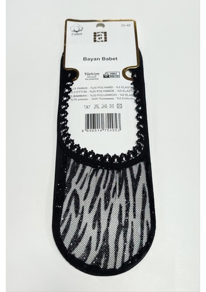 Msa-Shop Sarmal Dantel Babet Çorap-Siyah