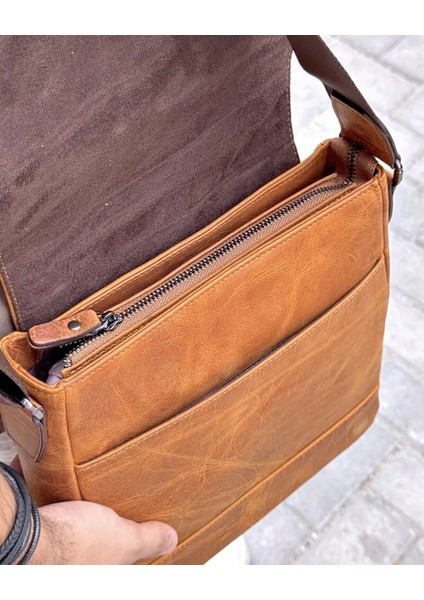 Hakiki Deri Erkek Çanta Askı Kayışlı Fermuarlı 2111