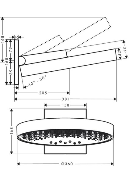 Rainfinity Tepe Duşu 360 3jet, Duvar Bağlantısı Ile Satin Siyah fiyatları