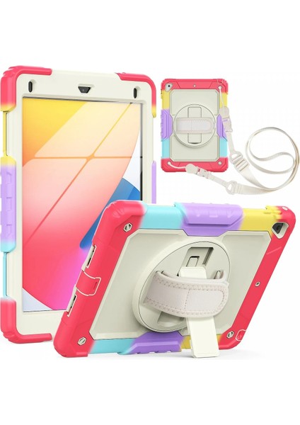 Bfs iPad 5 Air 9.7 Kılıf Tablet Rainbow Kapak - Kırmızı