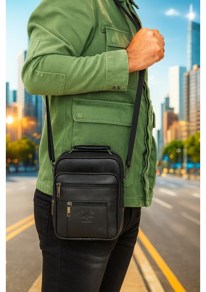 Hakiki Deri Postacı Kasalı El Omuz Çantası Ortaboy