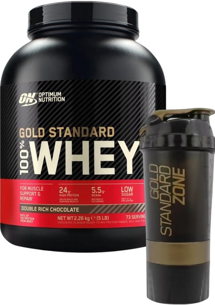 Whey Gs Double Çikolata Aromalı 2.26KG 73 Servis - Gold Shaker 2'li Set