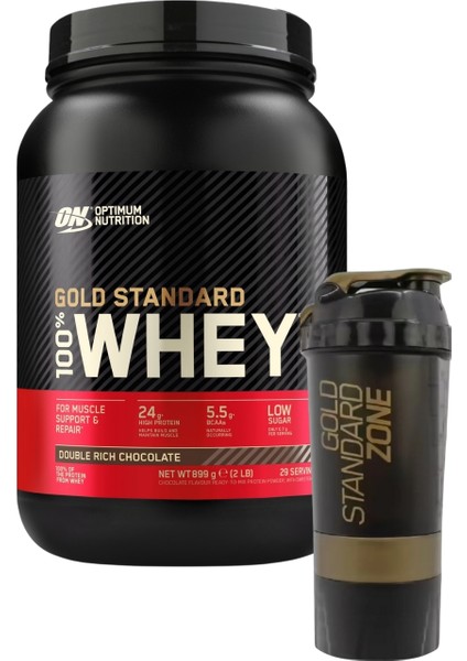 Whey gold Standard Çikolata Aromalı 899 g 29 Servis - Gold Shaker 2'li