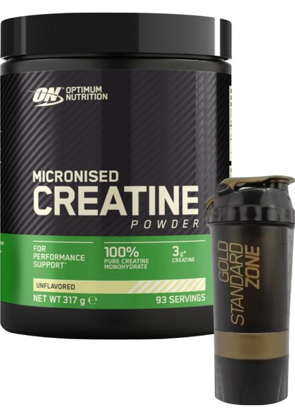 Creatine (Kreatin) Aromasız 317 g 93 Servis - Gold Shaker 2'li Set
