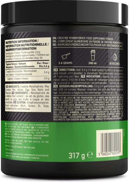 Creatine Kreatin Aromasız 317 g 93 Servis Kas gücü ve Performans Artışı Desteği - Optimum Shaker - Whey gold Standard Çikolata Aromalı Şase 31 g 1 Servis indirimleri