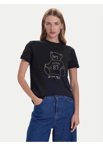 Unique Kadın Siyah Aktif Regular Fit T-Shirt V5BI16K8FQ4-JBLK