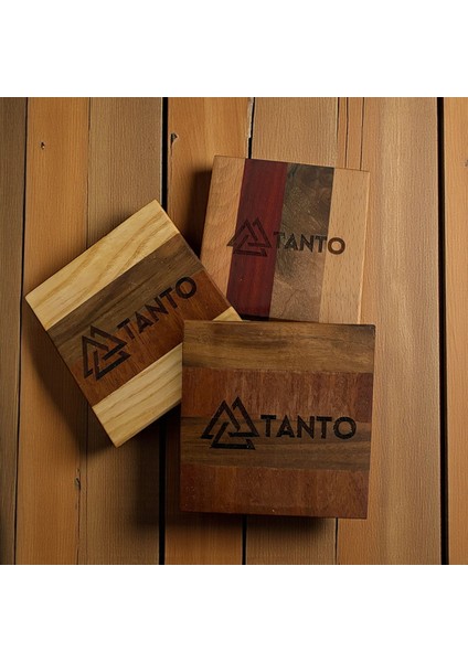 El Yapımı Ahşap Bardak Altlığı – Çay ve Kahve Bardağı Altlığı (8.5x8.5 cm)