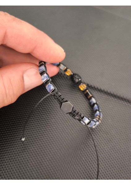Küp Sodalit 4-5mm-Markazitli Zirkon-Damla Kehribar-Hematit Doğaltaş Bileklik Takı Aksesuar Erkek Bileklik Kadın Kolye