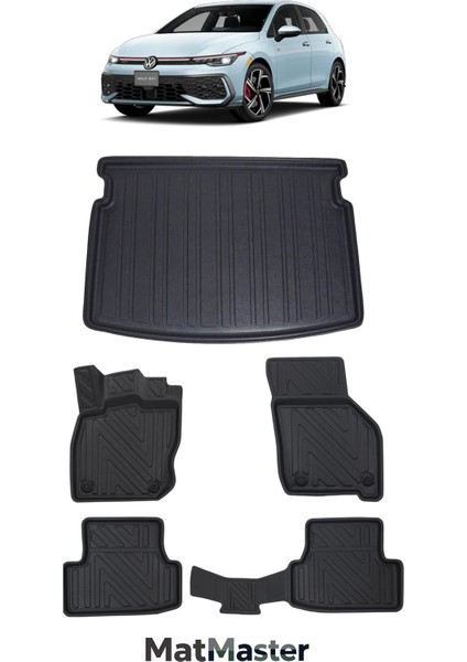 Volkswagen Golf 8 2024 Model 5d Premium Ekstra Havuzlu Paspas ve Bagaj Havuzu Set