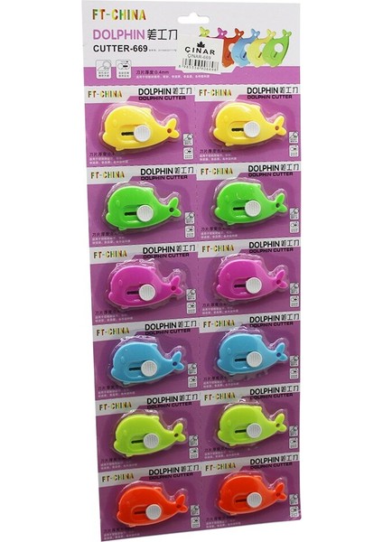12 Adet Yunus Mini Cep - Çanta Yunus Falçata - Maket Bıçak (5313)
