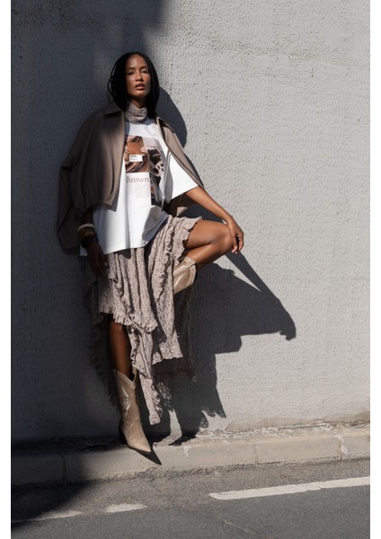 Mireya Asimetrik Vizon Dantel Etek