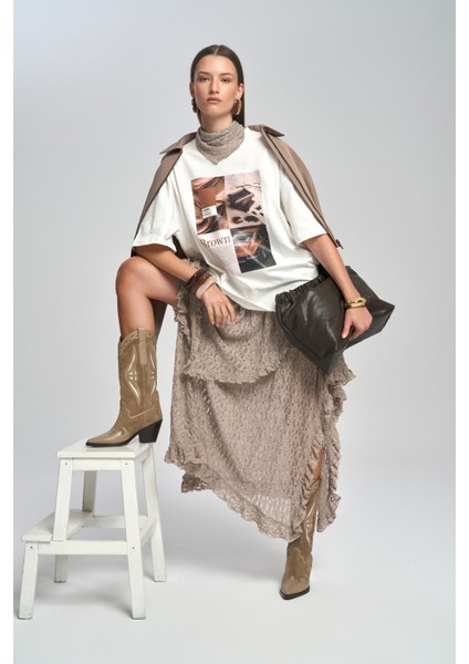 Mireya Asimetrik Vizon Dantel Etek fiyatları