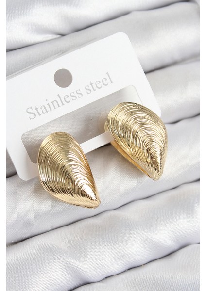 Bfs Pirinç Istiridye Model Gold Renk Kadın Küpe