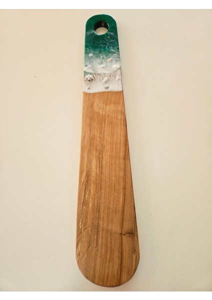 El Yapımı Doğal Ceviz Ağacı Epoksi Sunumluk – Deniz Temalı Yeşil&Beyaz Tasarım fiyatları