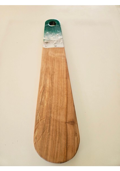 El Yapımı Doğal Ceviz Ağacı Epoksi Sunumluk – Deniz Temalı Yeşil&Beyaz Tasarım fırsatları