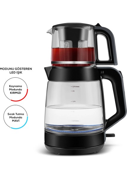 Cam Gövdeli, Susuz Çalışma Emniyetli, Yüksek Hacimli Elektrikli Kettle ve Çay Makinesi fırsatları