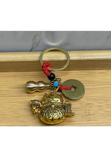 Metal Şans ve Bereket Kedisi Anahtarlık Model 1