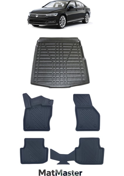 Volkswagen Passat B8 2016 Model 5d Premium Ekstra Havuzlu Paspas ve Bagaj Havuzu Set