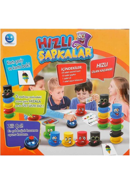 Hızlı Şapkalar Kutu Oyunu - Çocuklar Için Refleks, Zeka ve Dikkat Geliştirici Eğitici Aile Oyunu fırsatları