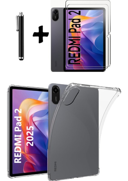 Xiaomi Redmi Pad 2 11 Inç 2025 Tablet Kılıfı Silikon Ekran Koruyucu Dokunmatik Kalem Seti