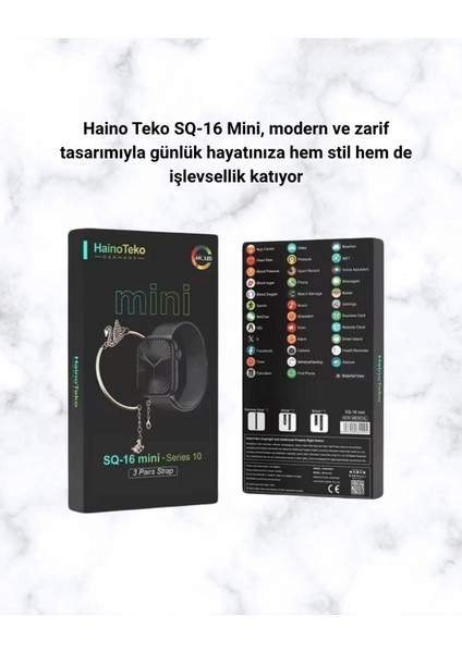Sq-16 Mini Series 10 Akıllı Saat | Şık ve Hafif Tasarım, 3 Kordon Seçeneği indirimleri