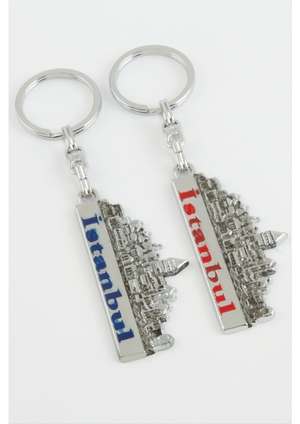 Msa-Shop Istanbul Yazılı Metal Anahtarlık-Gümüş Rengi