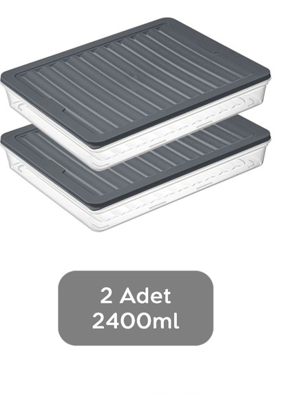 2'li Saklama Kabı , Mikrodalga Uyumlu Erzak Saklama Kabı Antrasit 2 x 2400 ml fiyatları