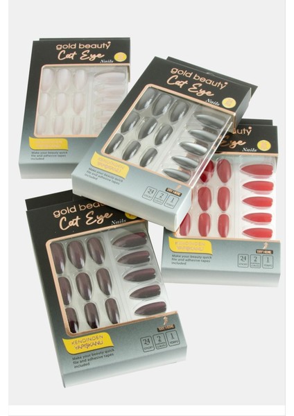 Msa-Shop Gold 24LÜ Kedi Gözü Takma Tırnak-Açık Pembe