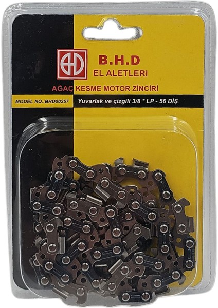 B.h.d BHD00257 3/8'' 1.3mm 28 Diş Lp (Düşük Profil) Yuvarlak ve Çizgili Ağaç Kesme Motorlu Testere Zinciri
