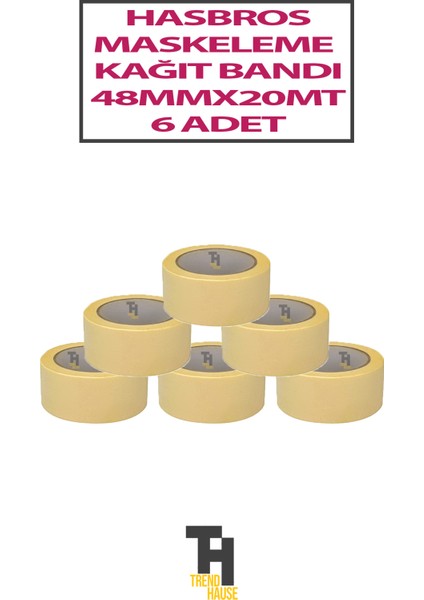 Kağıt Maskeleme Bantı 48 mm 20 Metre 6 Adet