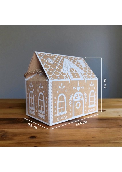 Yılbaşı Ev Tasarımlı Kutu Çanta, Dekoratif Yeniyıl, Düğün Hediye Çantası,baskılı-6lı, 9.5X14.5X15 cm fiyatları