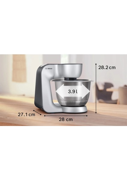 Gümüş Renkli 1000 W Metalik Mutfak Makinesi, Seri 4, MUM58359 fiyatları