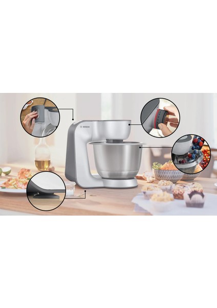 Gümüş Renkli 1000 W Metalik Mutfak Makinesi, Seri 4, MUM58359 fırsatları