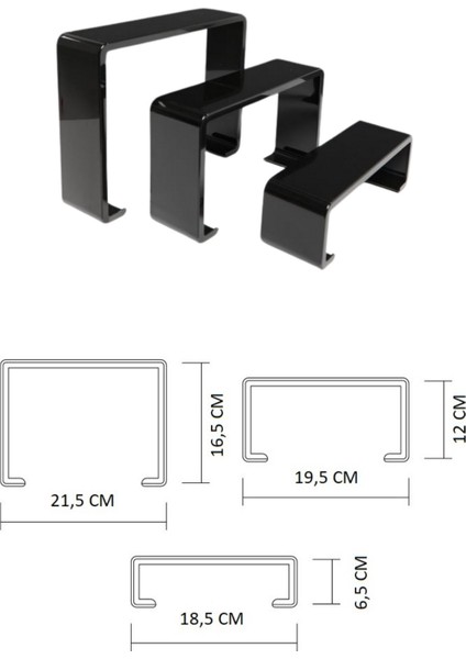 6 Parça Pleksi Siyah Kademeli Ayakkabı Rafı & Ayakkabı Teşhir Standı & Organizer Raf modelleri