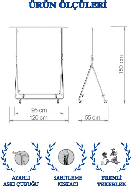 Katlanabilir Lüks Ayaklı Kıyafet Askısı Tekerlekli Askılık Metal Askılık modelleri