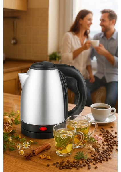 Bordo 1.8 Litre Elektrikli Çelik Su Isıtıcı, Gizli Rezistanslı Kettle