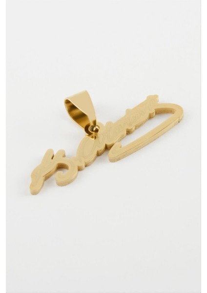 Sepetim Atatürk Çelik Kolye Ucu 3,5 Cm-Sarı