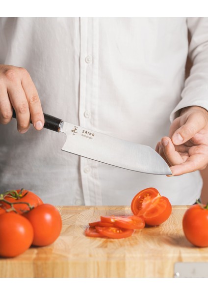 Eğri Santoku Şef Bıçağı 18 Cm- Venge Ağacı Ahşap Sap