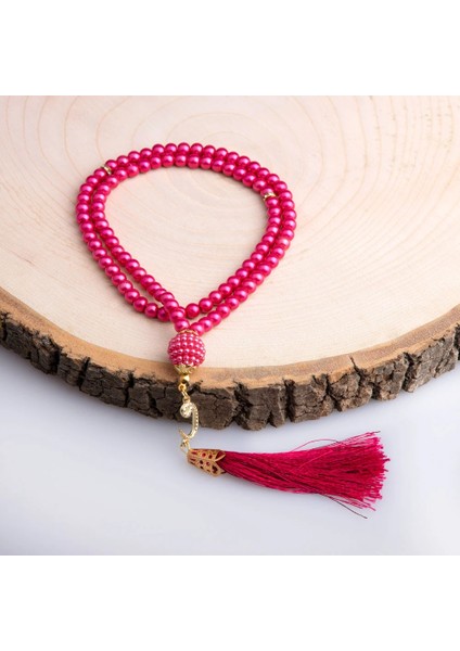 Vavlı Inci Tesbih Fuşya Pembe (99LU - 6mm)