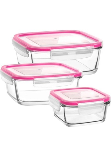 Saklama Kabı 3 Lü Cam Kare Kilitli Saklama Kabı Fresco fiyatları