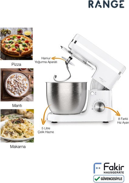 Yumuşak Hamur Yoğurma ve Mutfak Mikser Seti, Beyaz, Pratik ve Çok Fonksiyonlu