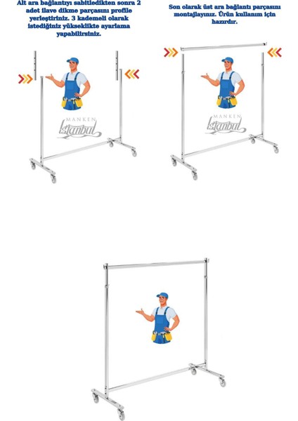 Ev Tipi Kıyafet Askısı Tekerlekli Askılık Orta Stant Metal Elbise Askılığı