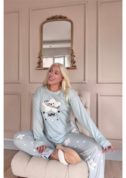 Super Cute Desenli Termal Kadın Pijama Takımı fiyatları