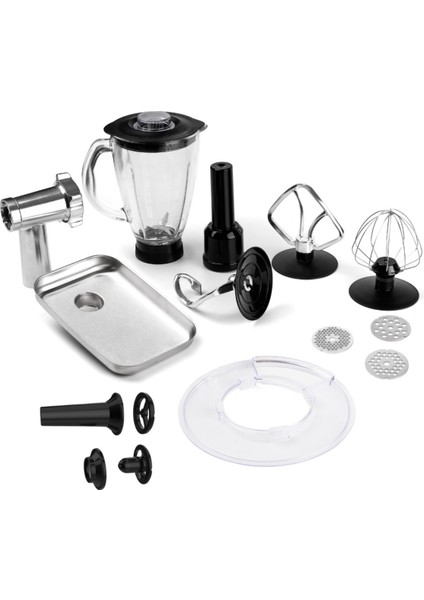Çok Fonksiyonlu 3'ü Bir Arada Stand Mikser, Kıyma ve Blender Seti Gri