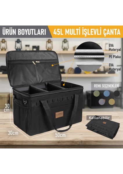 Araba Bagaj Çantası, Çok Amaçlı Termal Çanta, Araç Içi Alet Eşya Düzenleyici, 45 Lt, Siyah modelleri