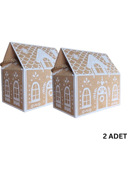 Yılbaşı Ev Tasarımlı Kutu Çanta, Dekoratif Yeniyıl, Düğün Hediye Çantası,baskılı-2li, 9.5X14.5X15 cm