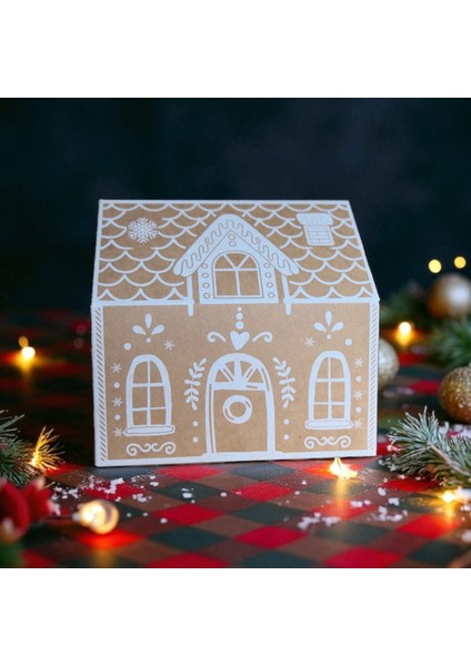 Yılbaşı Ev Tasarımlı Kutu Çanta, Dekoratif Yeniyıl, Düğün Hediye Çantası,baskılı-2li, 9.5X14.5X15 cm indirimleri