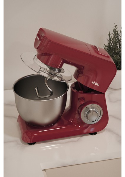 3'ü 1 Arada Mutfak Şefi, Hamur Yoğurma, Kıyma ve Blender, 1500W, Parlak Kırmızı