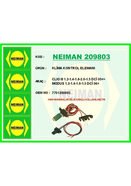 Klima Kontrol Elemanı Clıo Iıı 1.2-1.4-1.6-2.0-1.5 Dci 05 > Modus 1.2-1.4-1.6-1.5 Dci 04